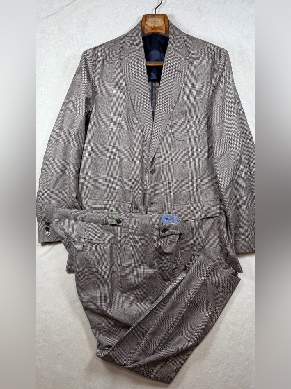 INSANE Sid Mashburn 56R EU 46R US Unstructured Glen Plaid 100% Virgin Wool Suit